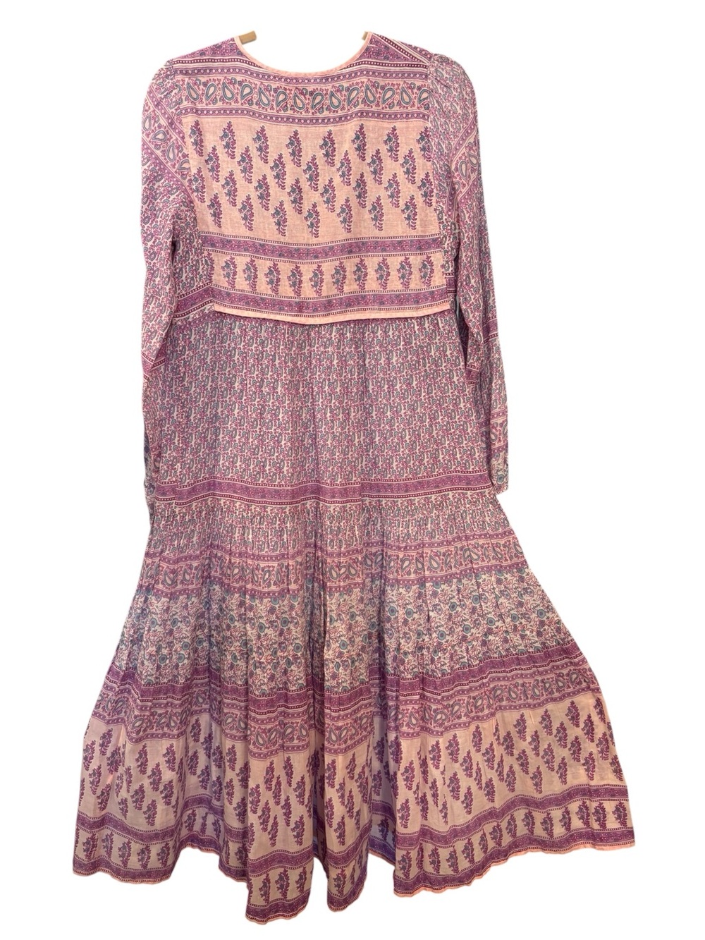 Blue Boheme Pink Purple Floral Paisley Bohemian Cotton Peasant Dress Women’s S/M - Picture 5 of 12